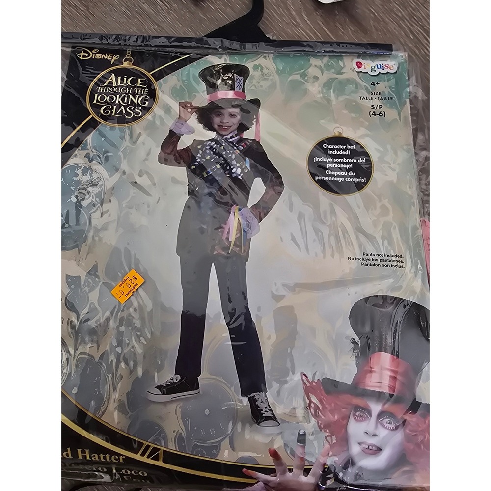 Disney Alice Through Looking Glass Mad Hatter Costume Kids Size 4-6 Disguise NEW
